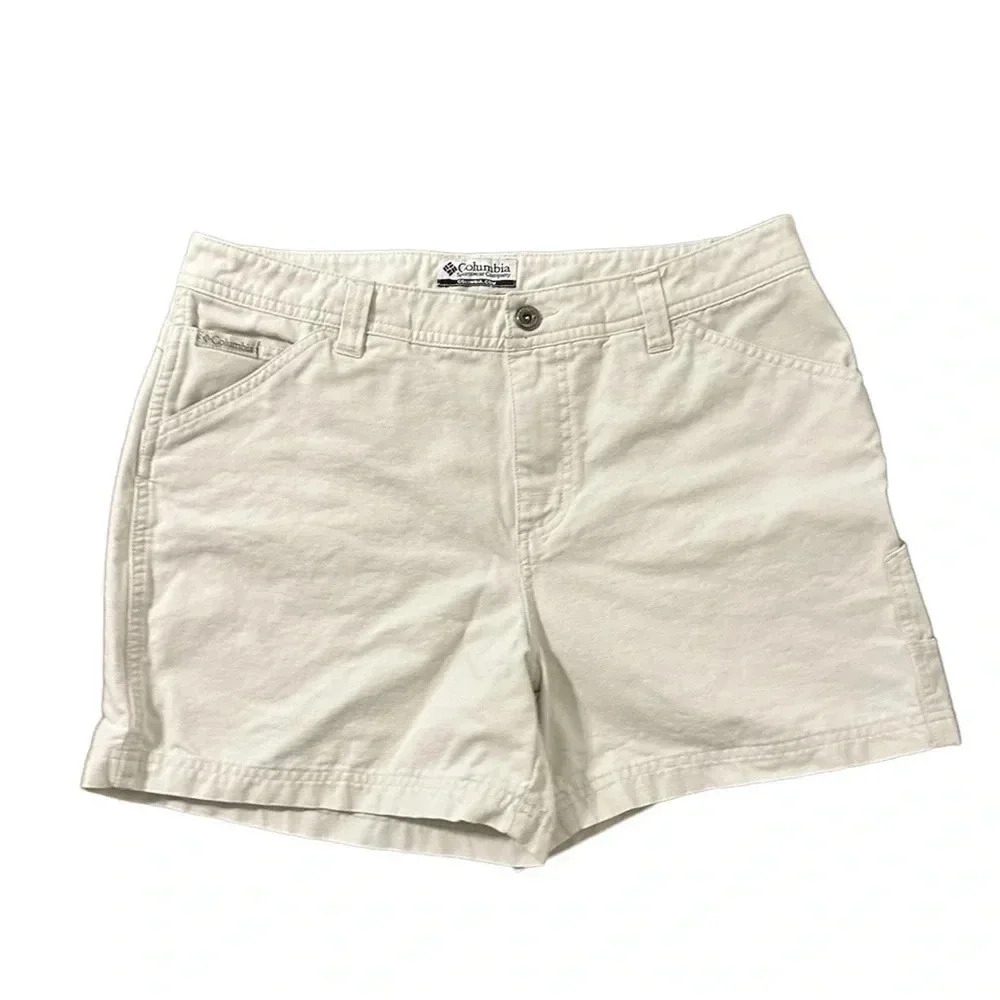 COLUMBIA Women’s Cream White Cargo-Like Hiking Camping Shorts Size 12